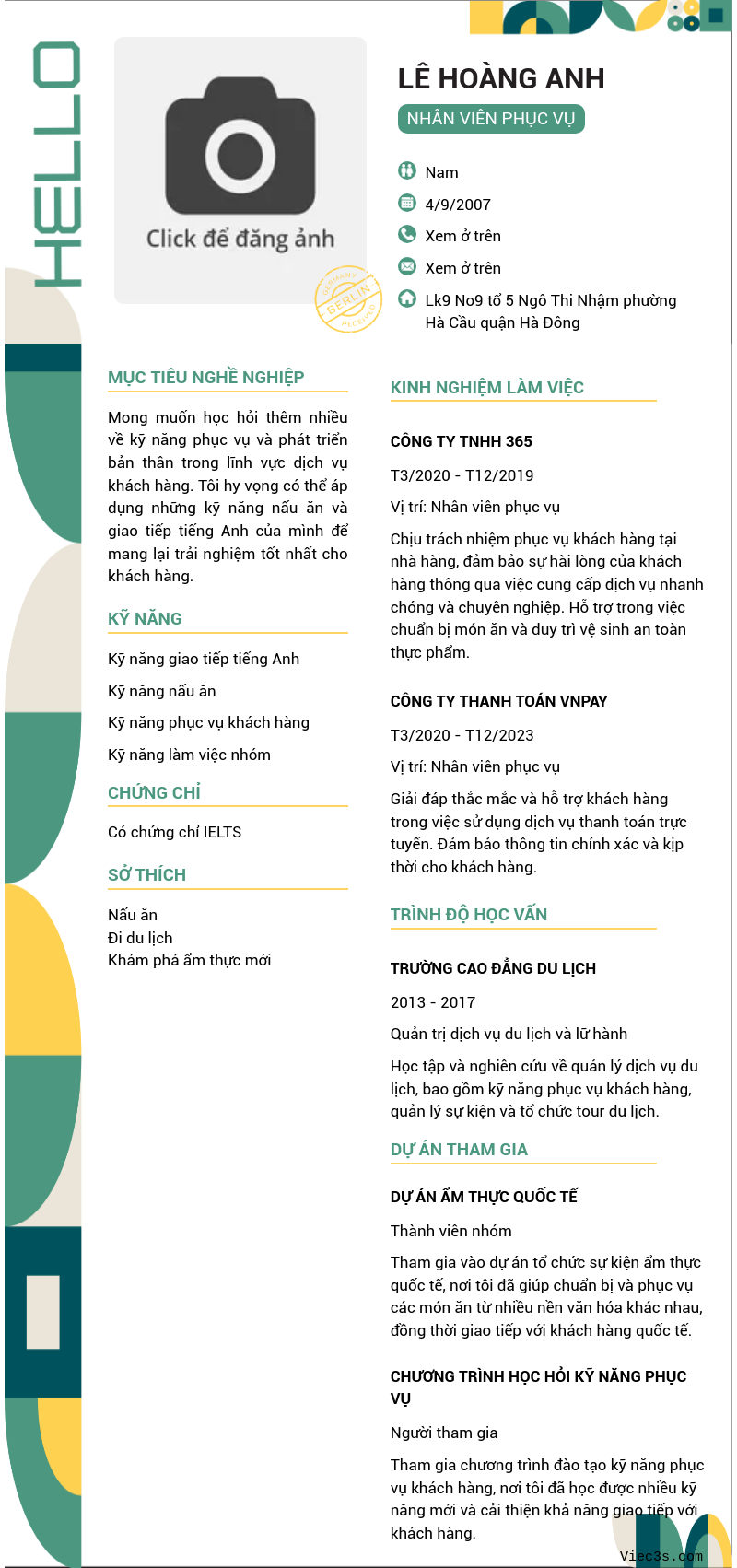 CV ứng viên