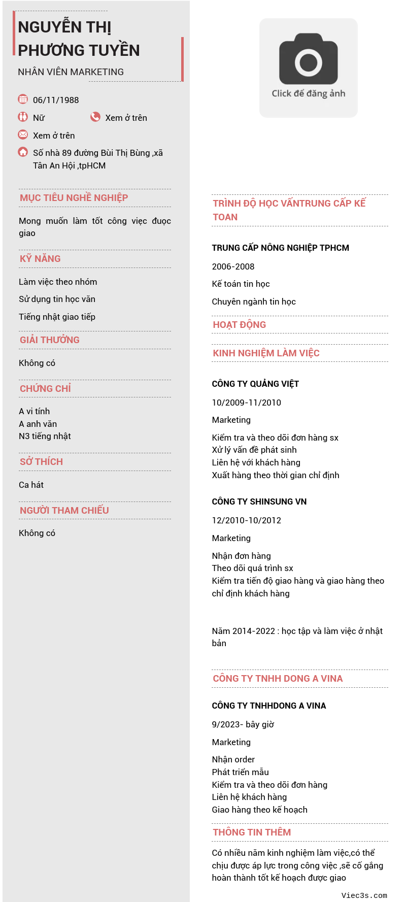 CV ứng viên