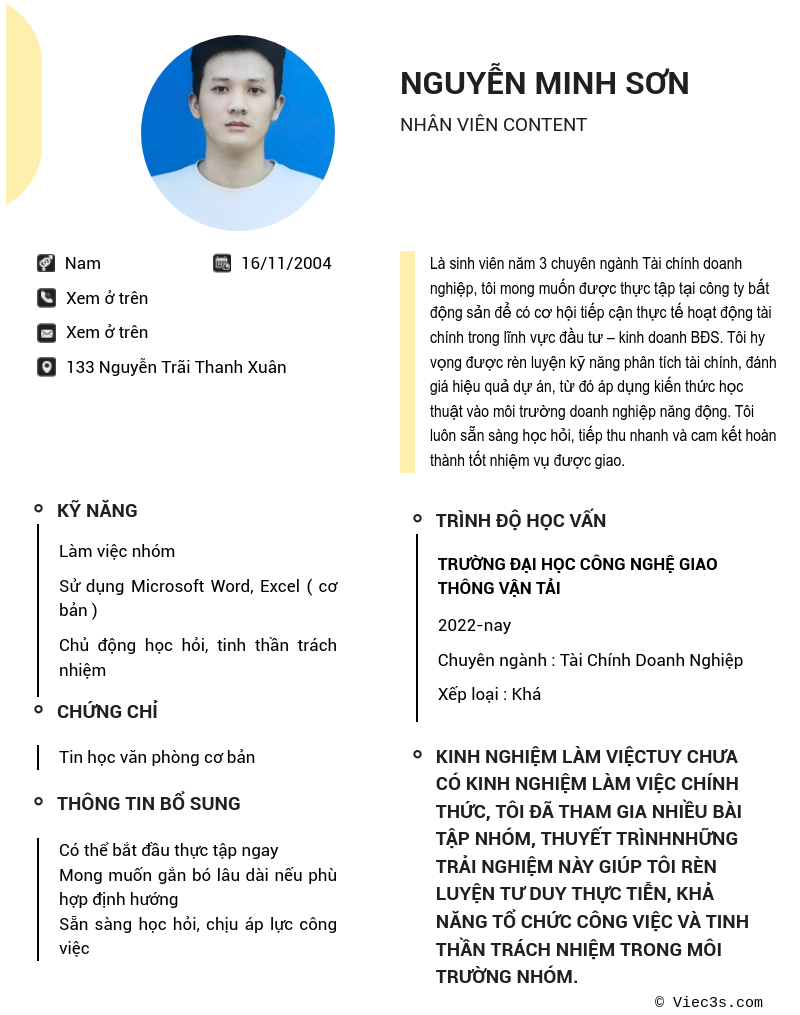 CV ứng viên