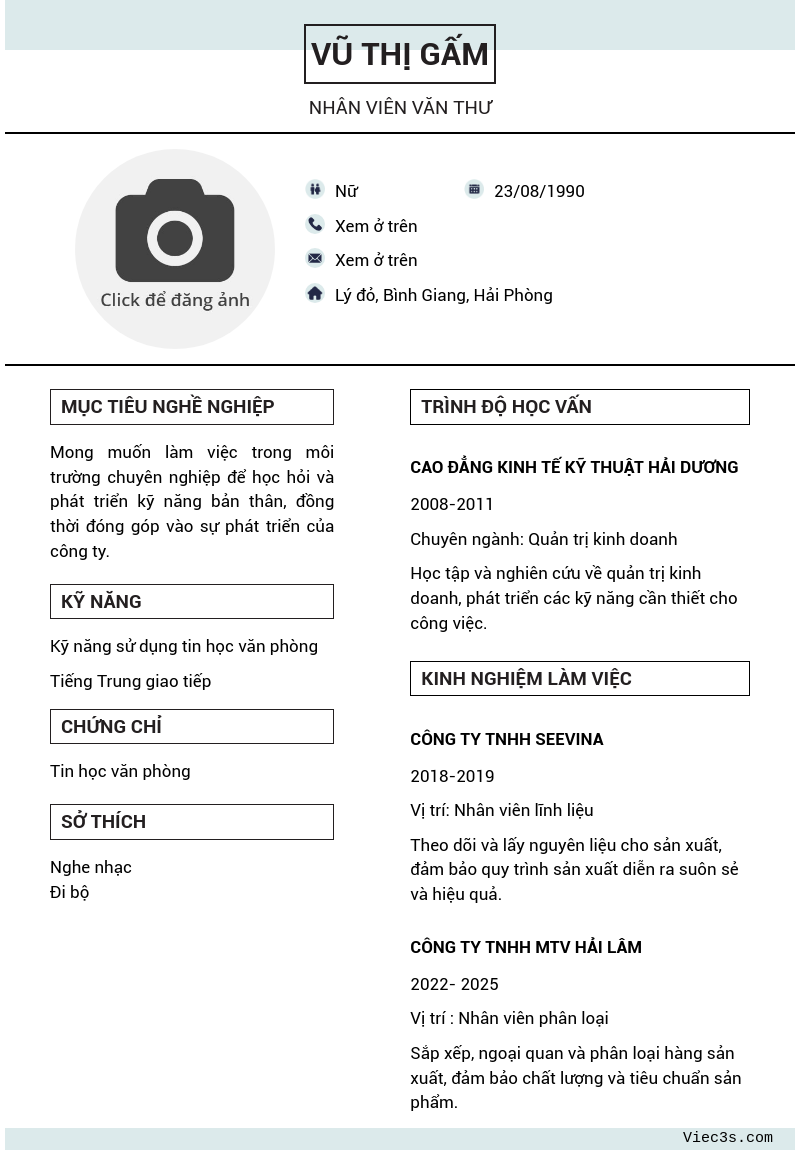 CV ứng viên