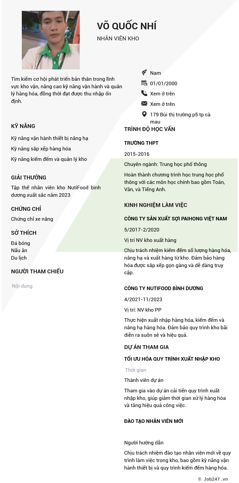 CV ứng viên