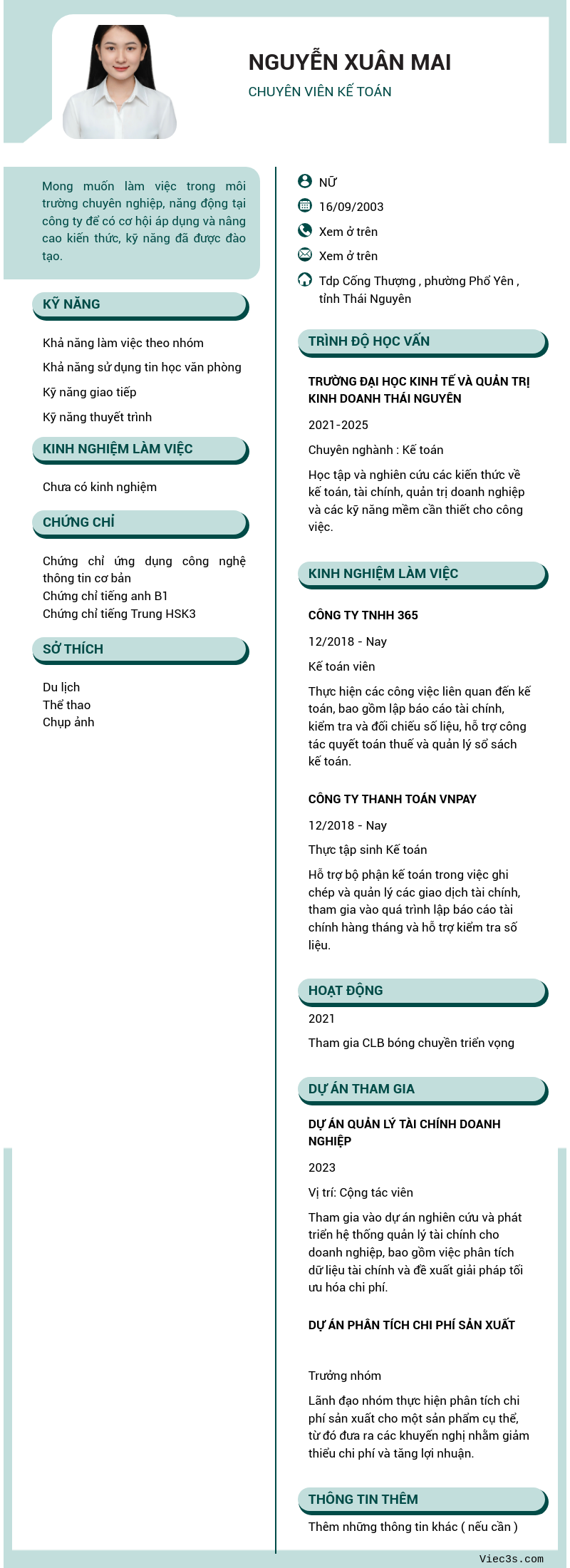 CV ứng viên