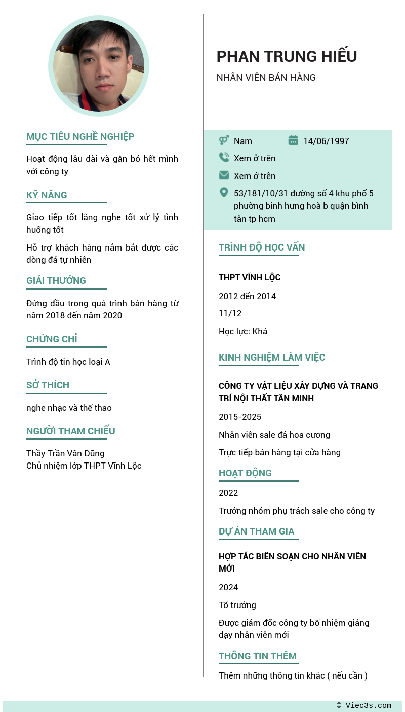 CV ứng viên