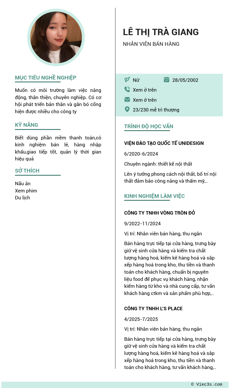 CV ứng viên