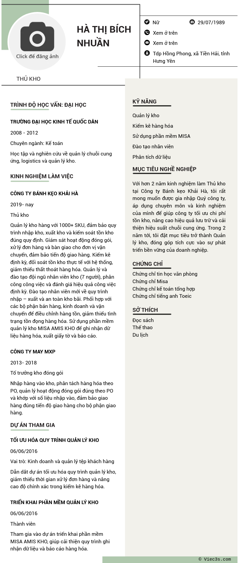 CV ứng viên