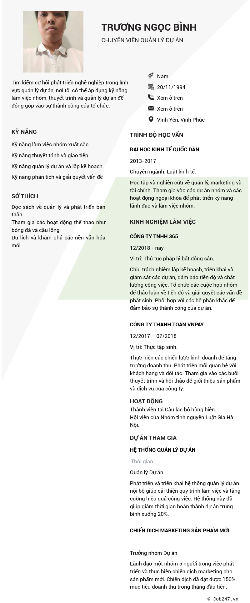 CV ứng viên