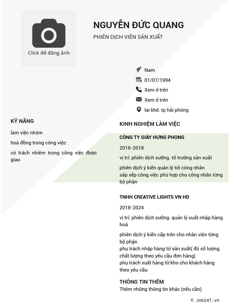 CV ứng viên