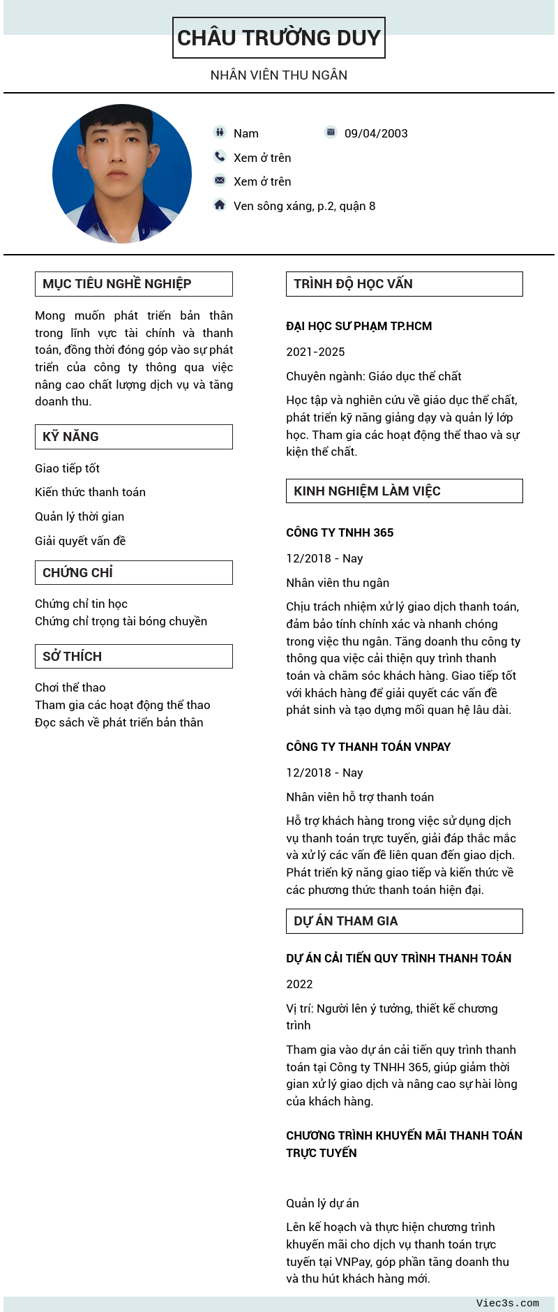CV ứng viên