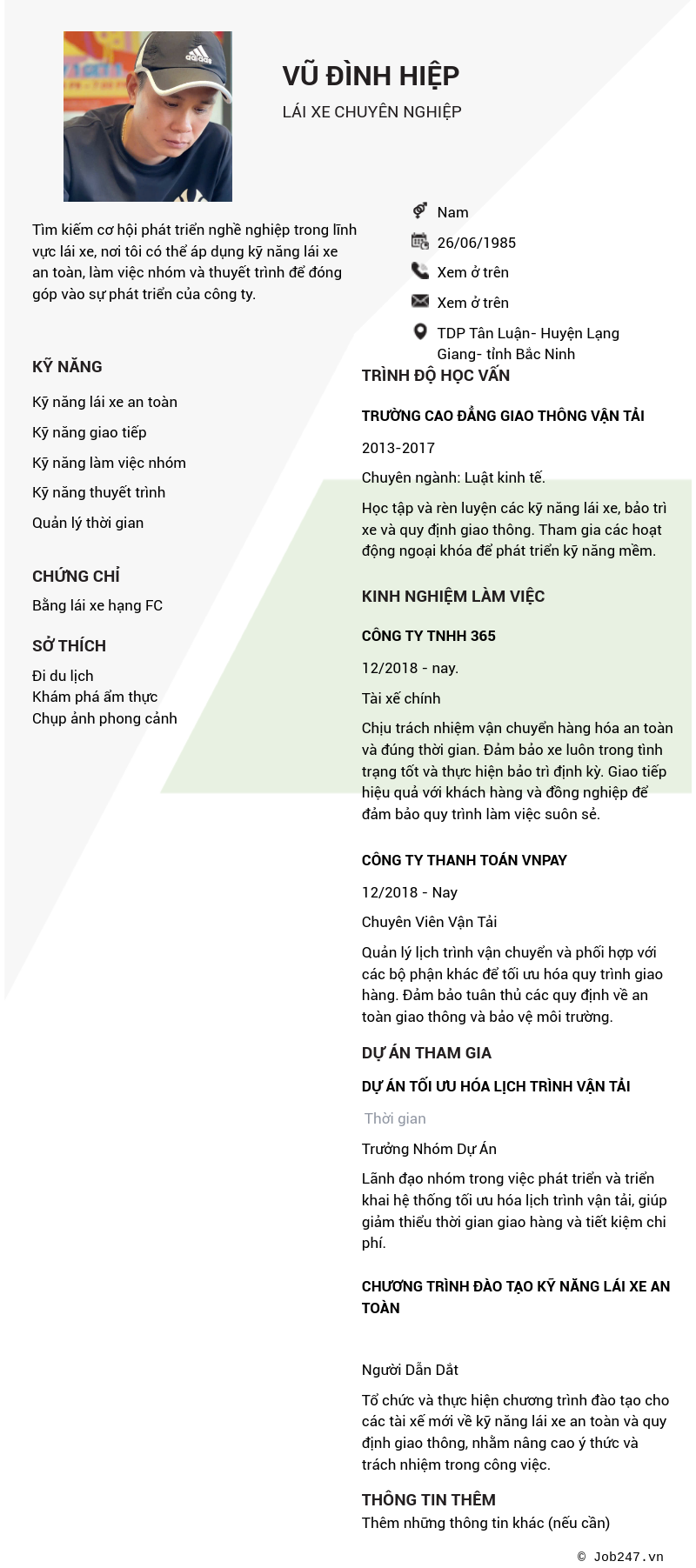 CV ứng viên