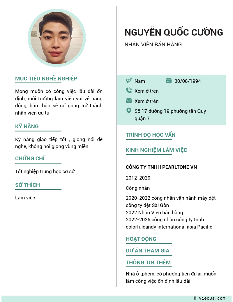 CV ứng viên
