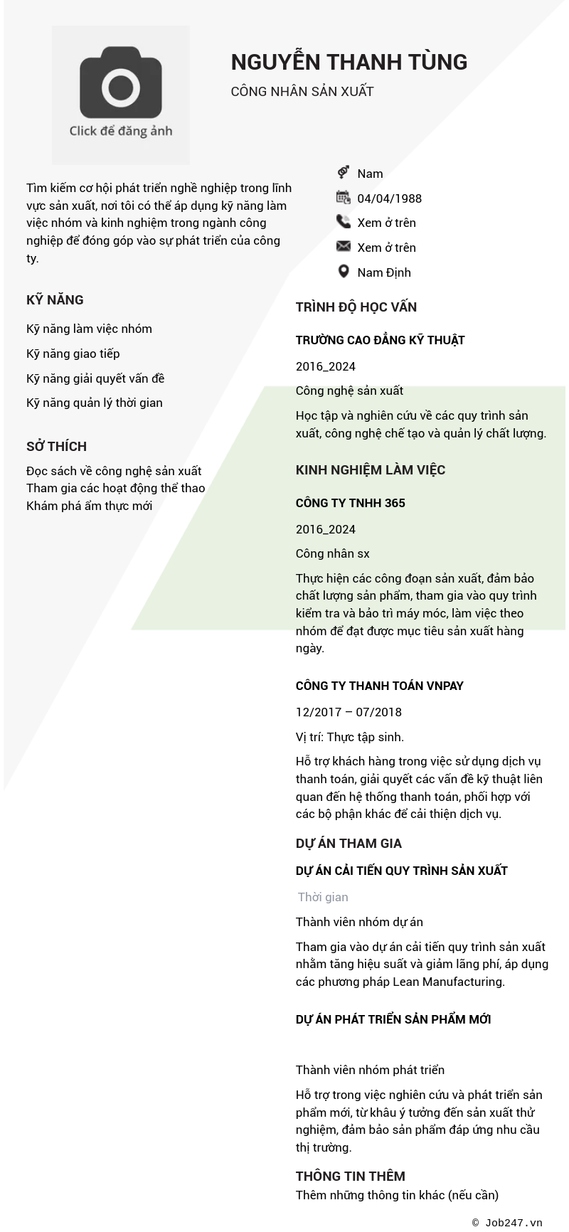 CV ứng viên