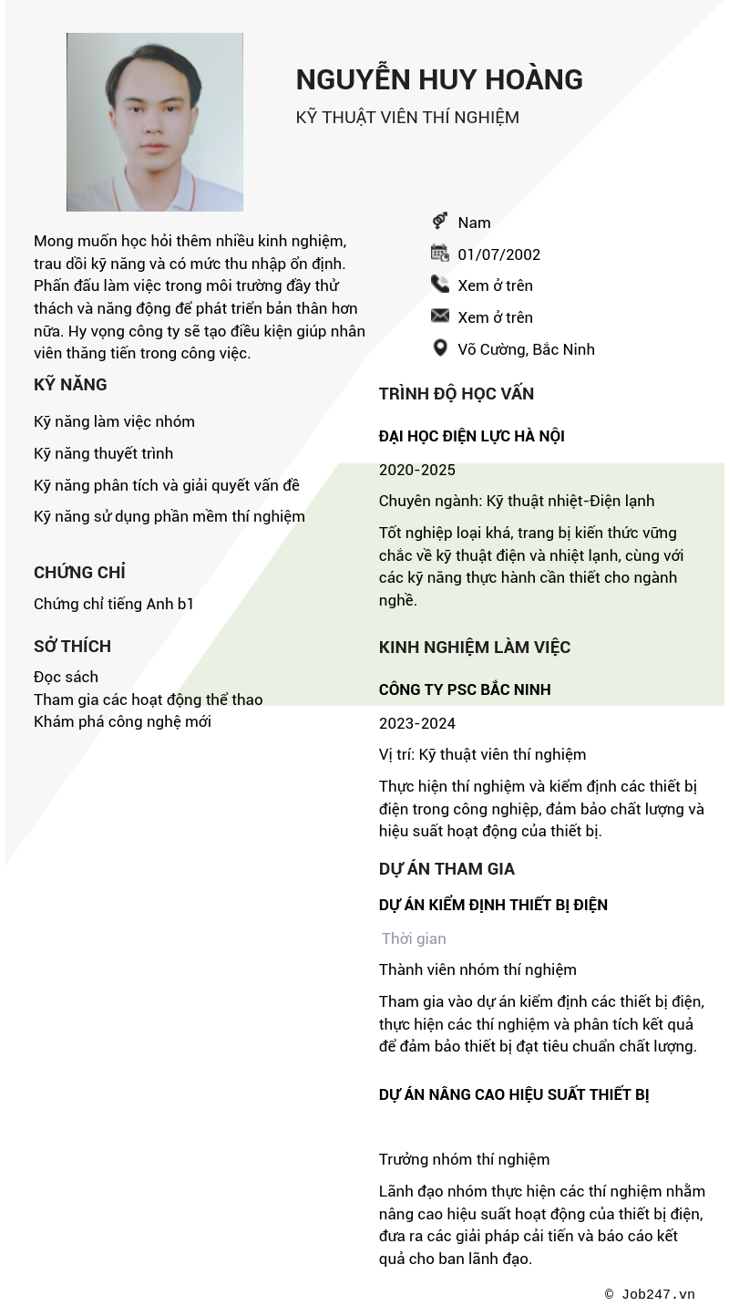CV ứng viên