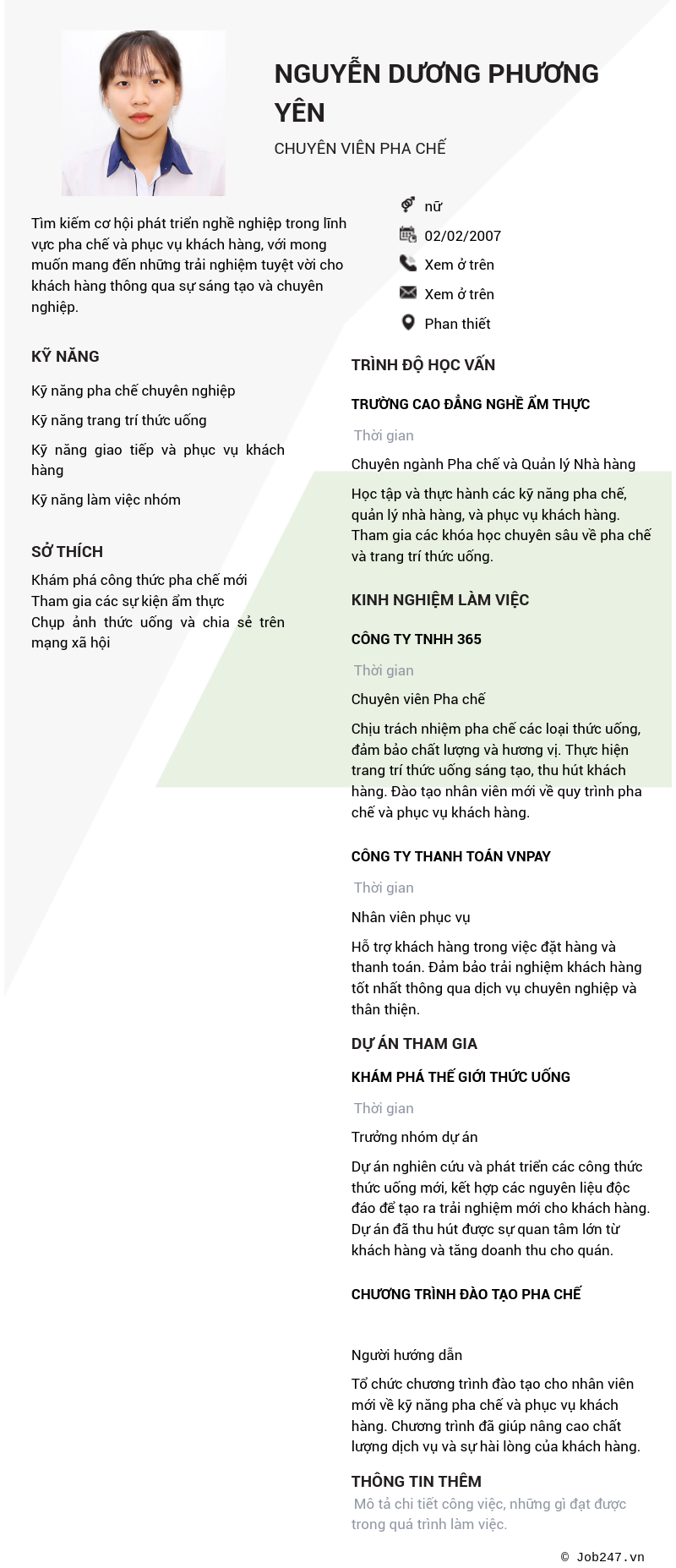 CV ứng viên