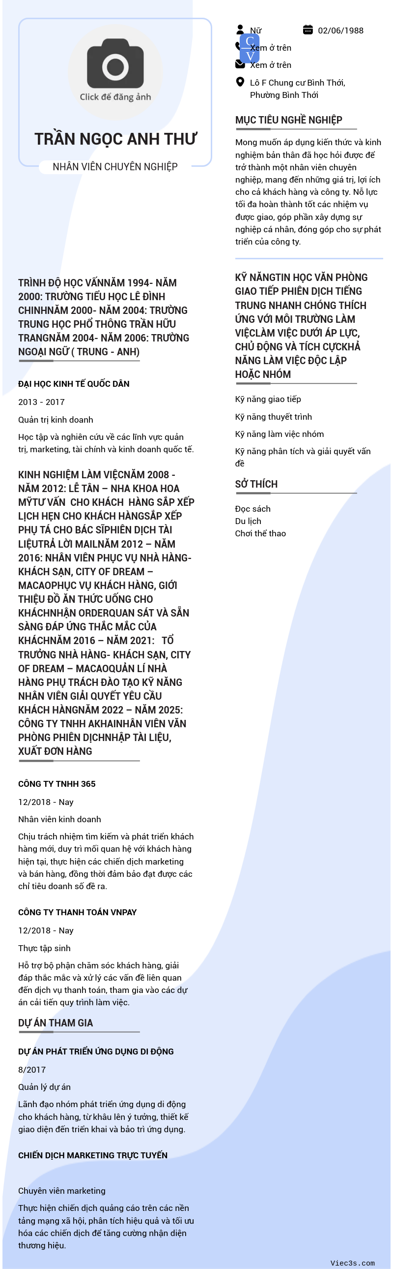 CV ứng viên