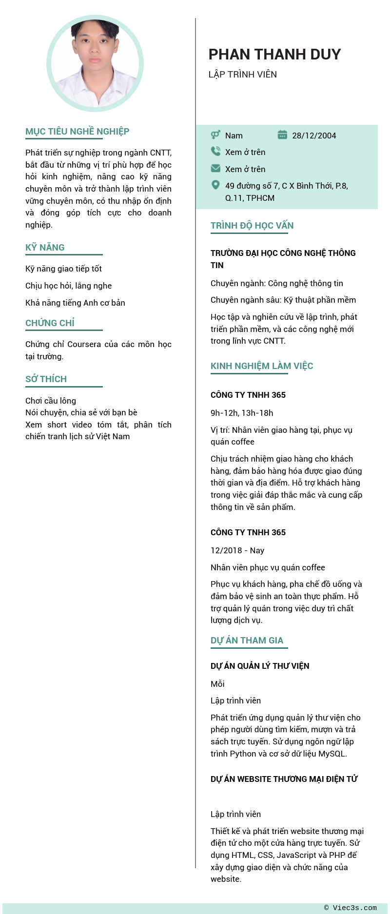 CV ứng viên