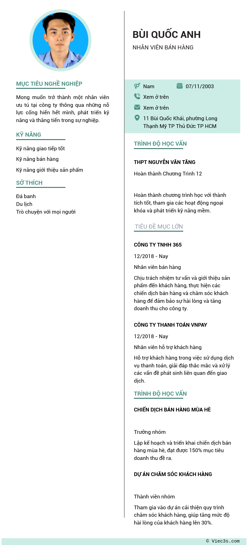 CV ứng viên