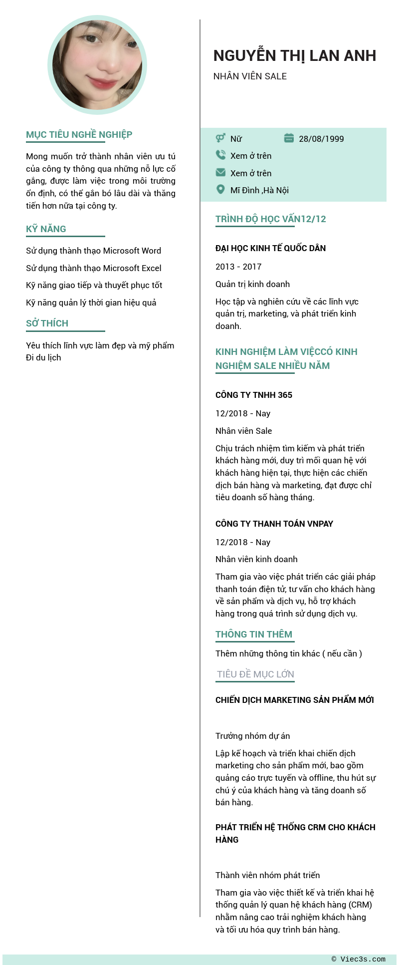 CV ứng viên