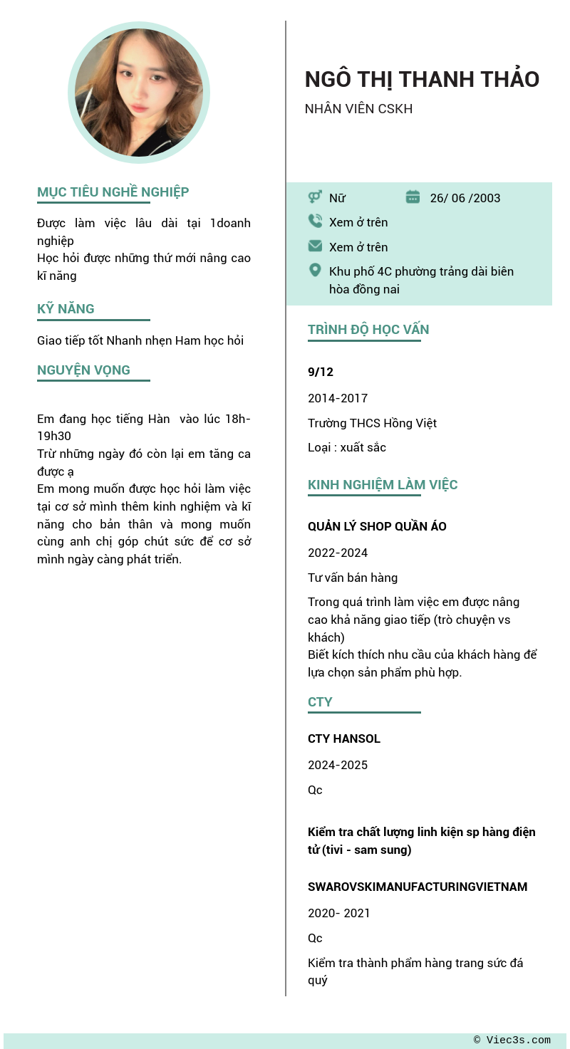CV ứng viên