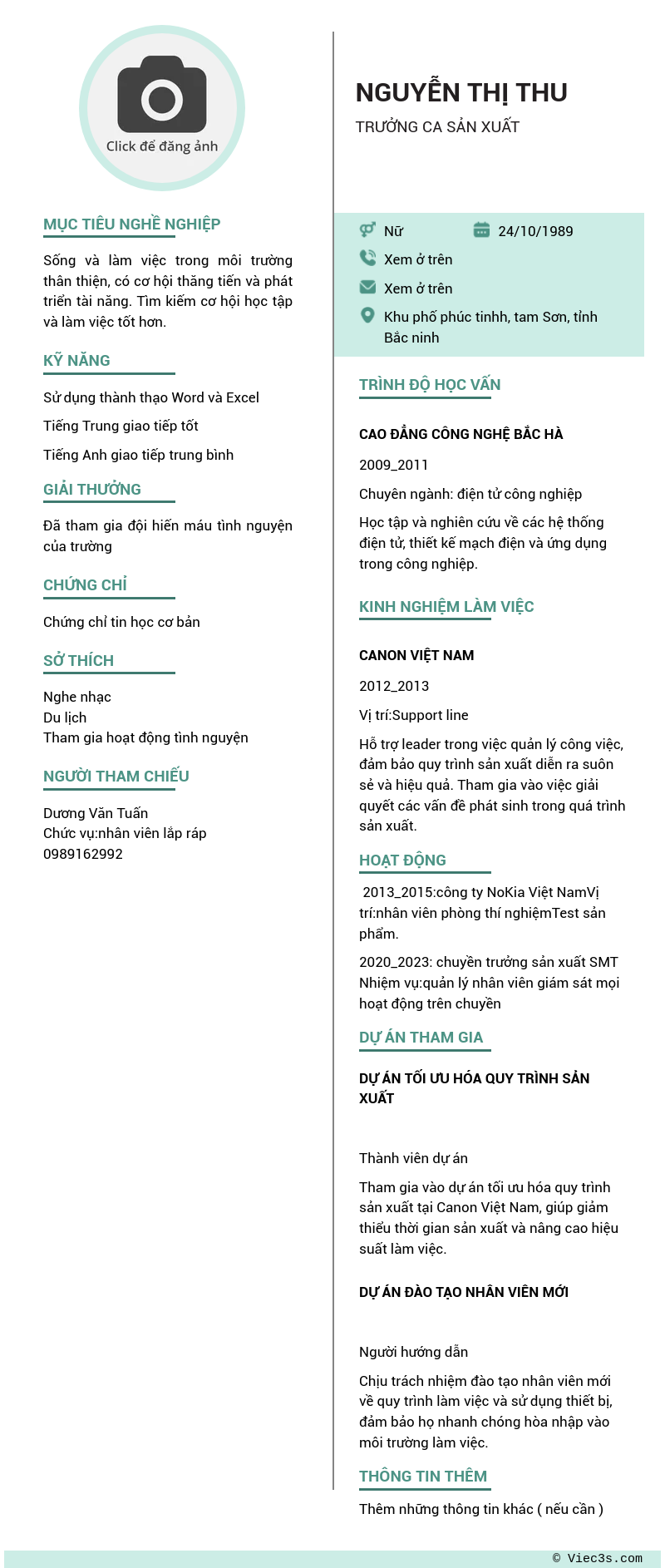 CV ứng viên