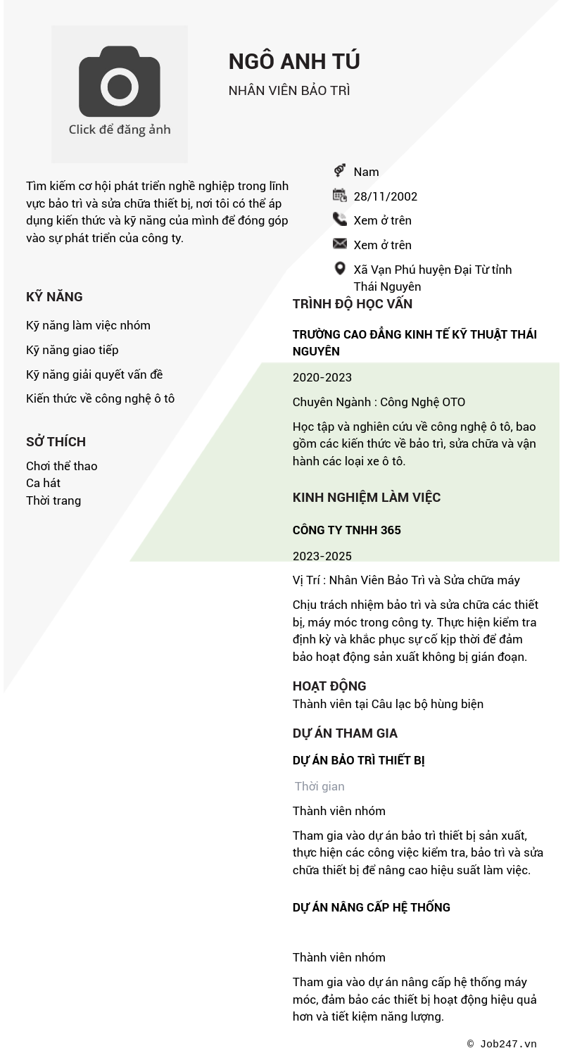 CV ứng viên