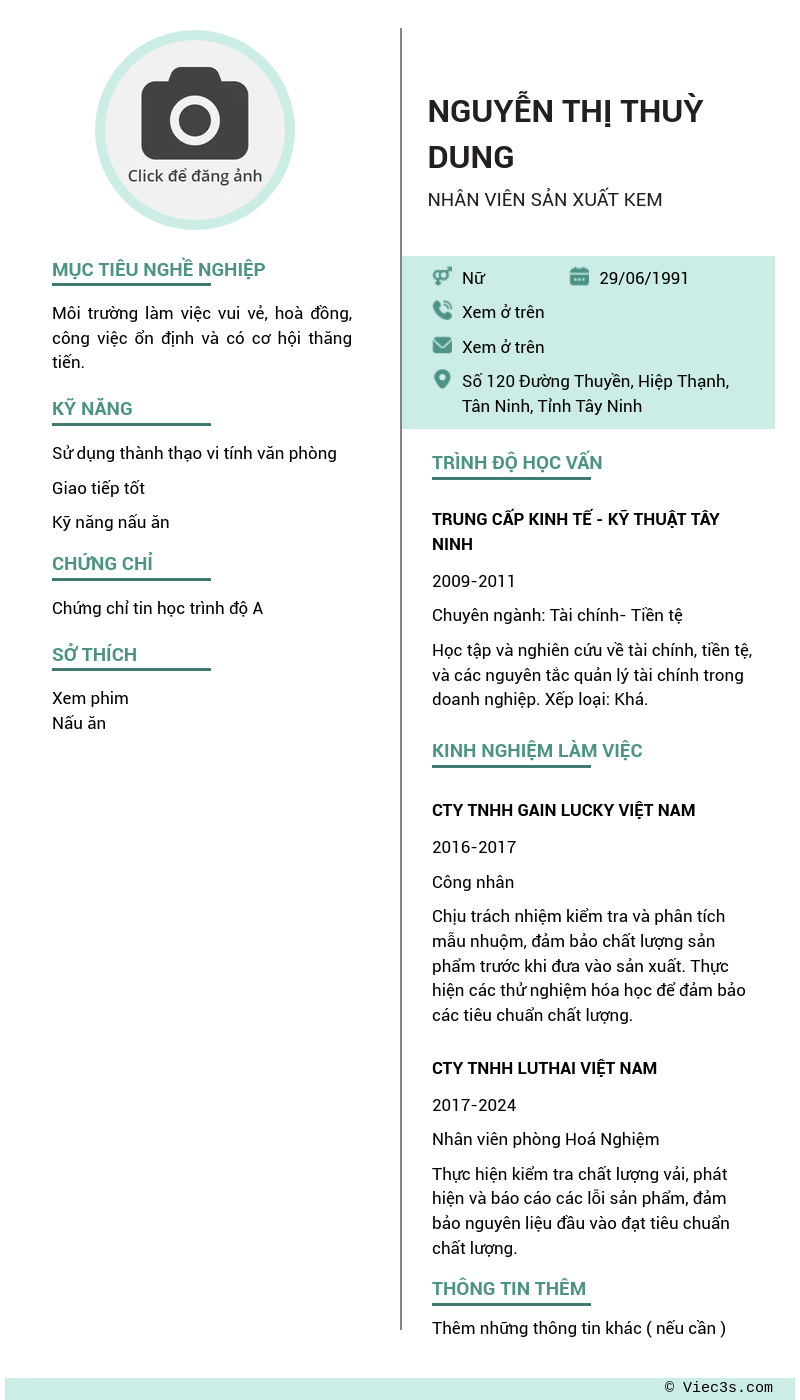 CV ứng viên
