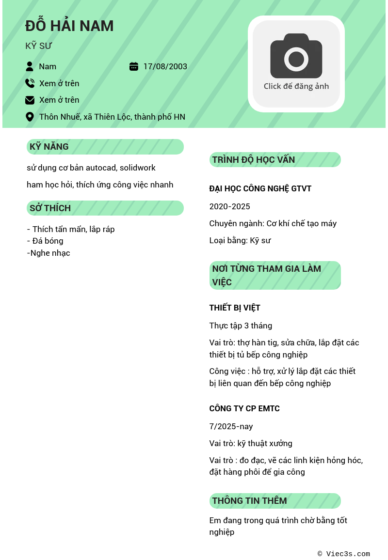 CV ứng viên