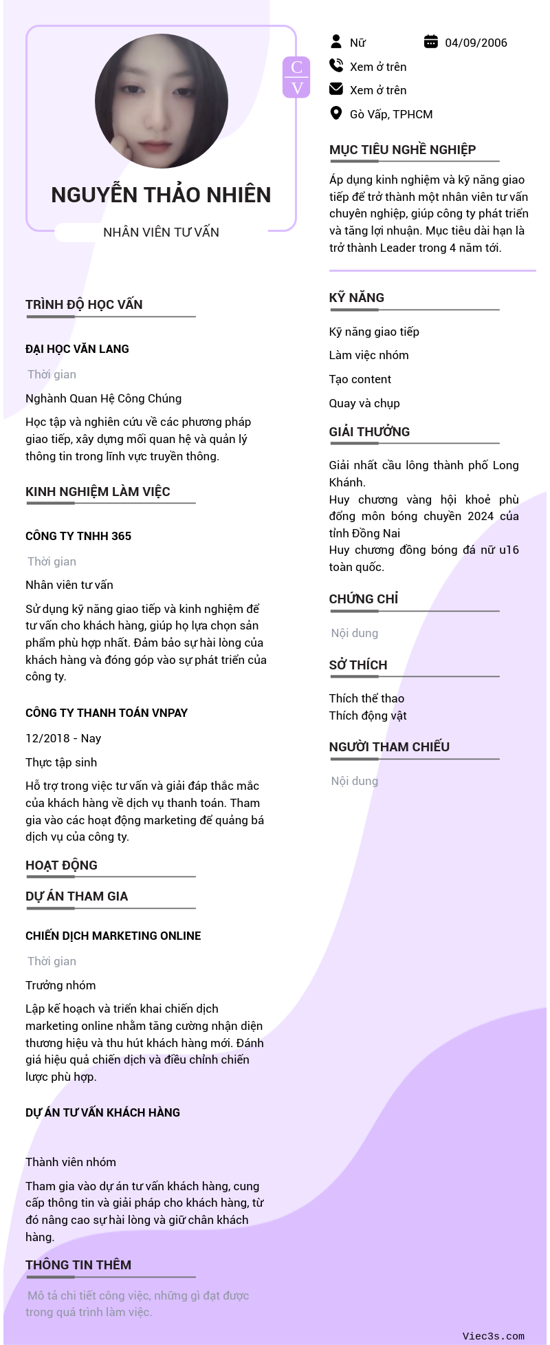 CV ứng viên