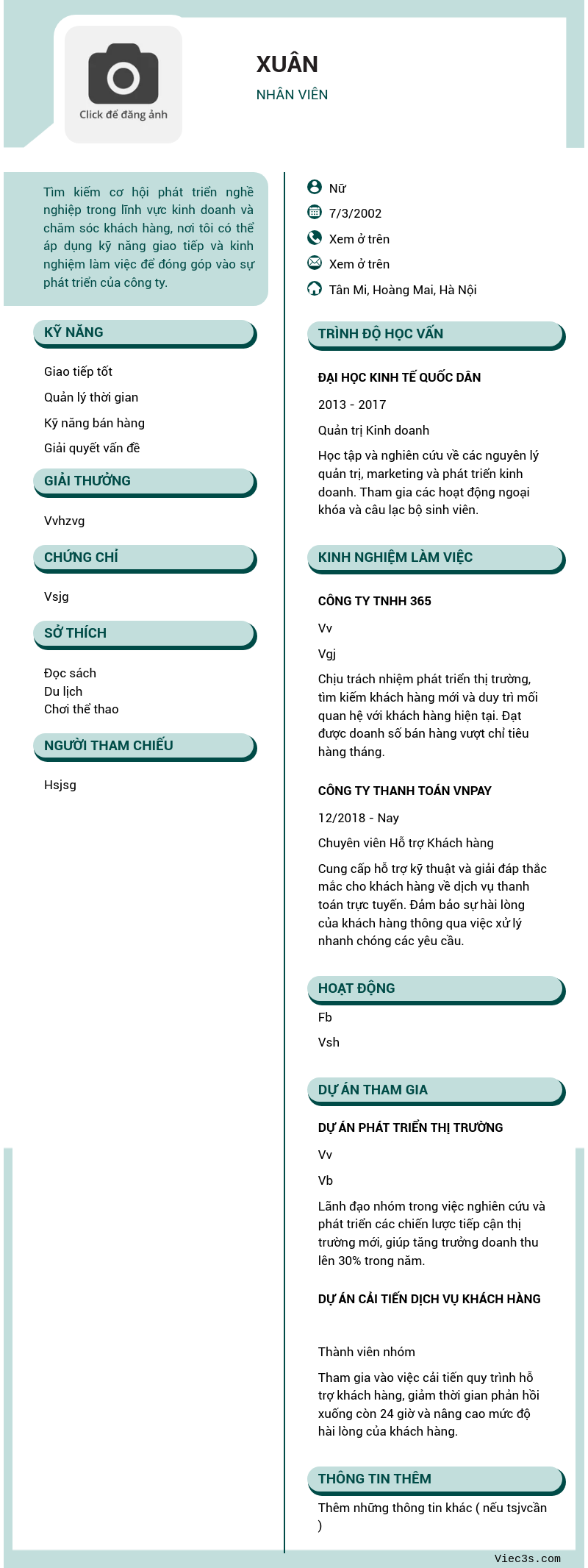 CV ứng viên