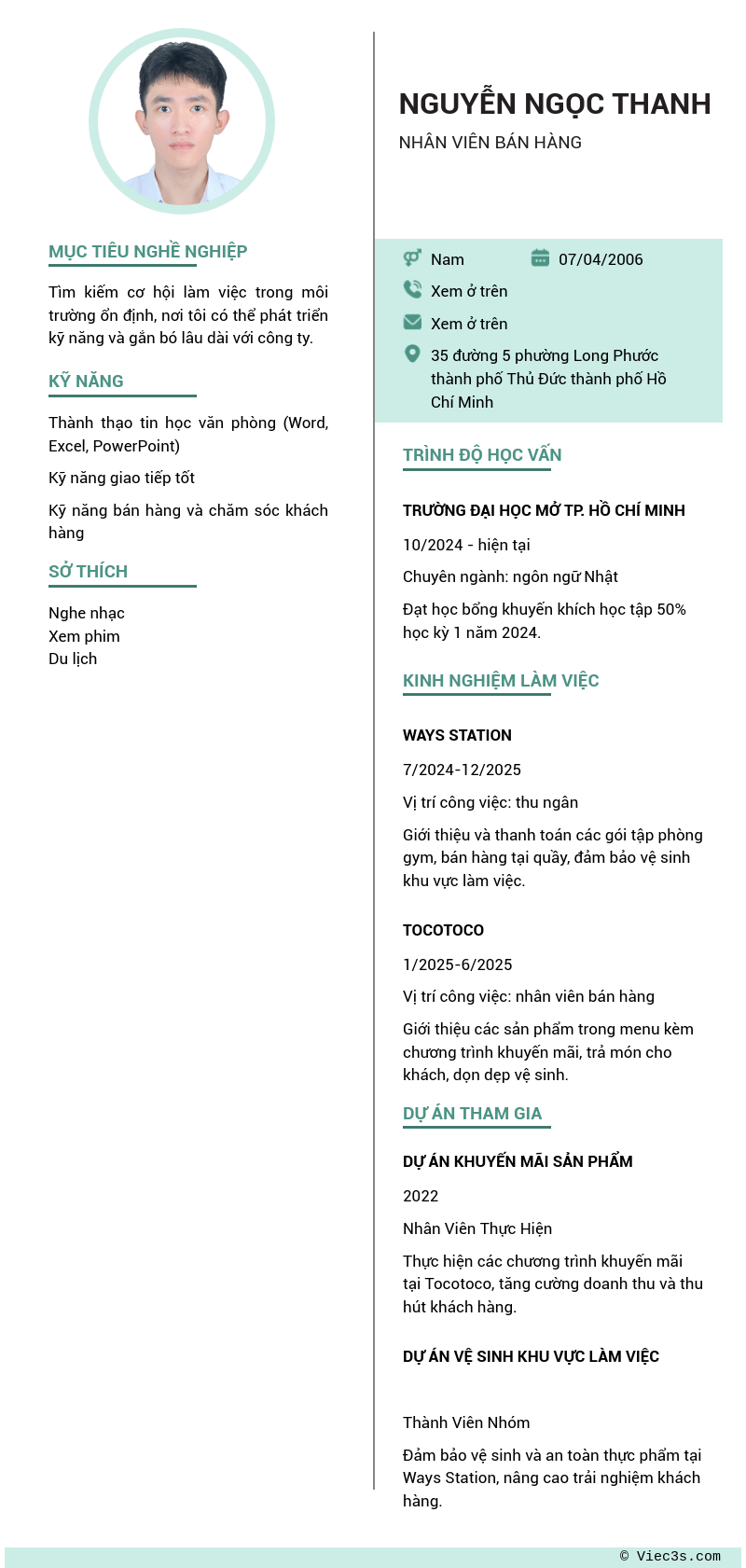 CV ứng viên