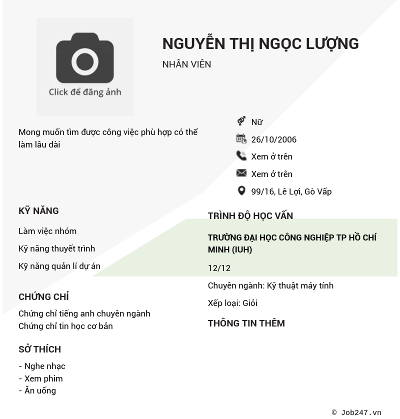 CV ứng viên