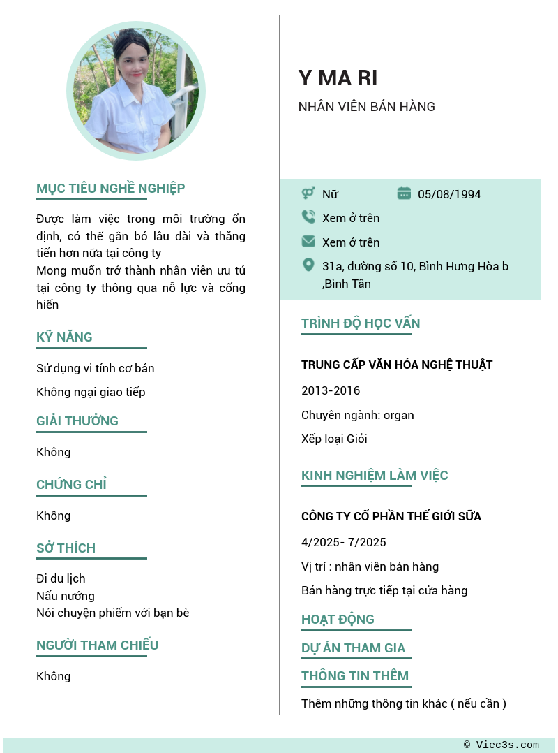 CV ứng viên