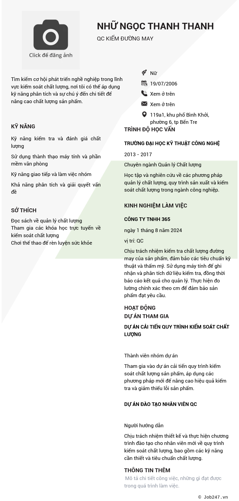 CV ứng viên