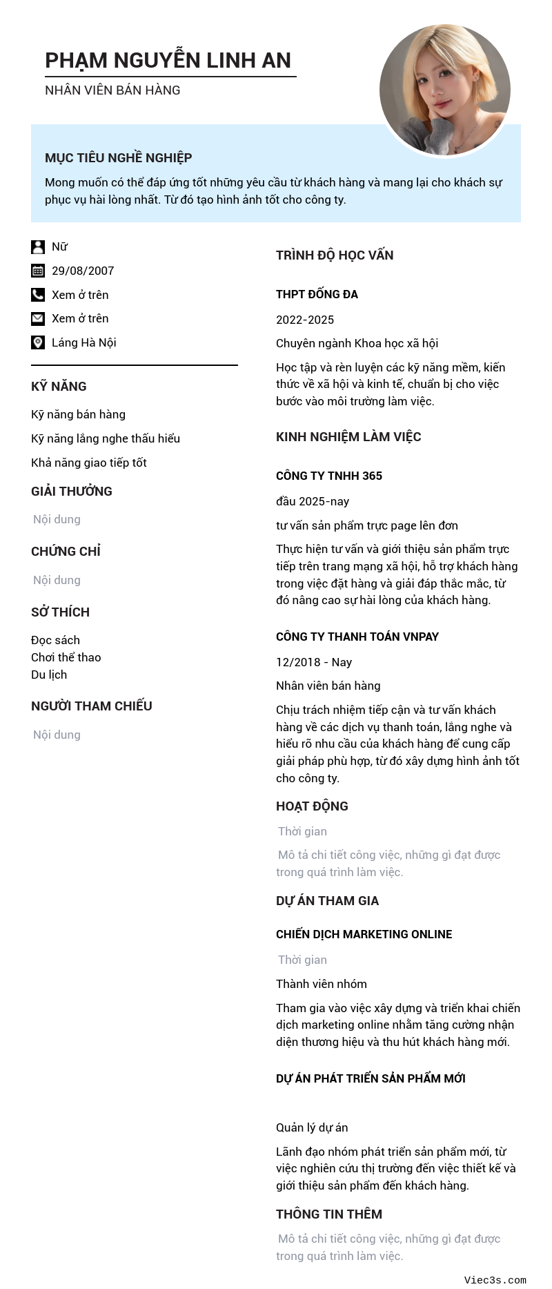 CV ứng viên