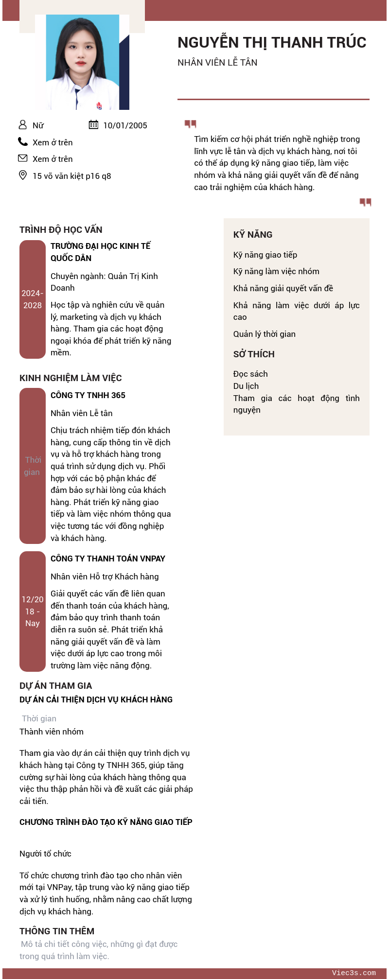 CV ứng viên
