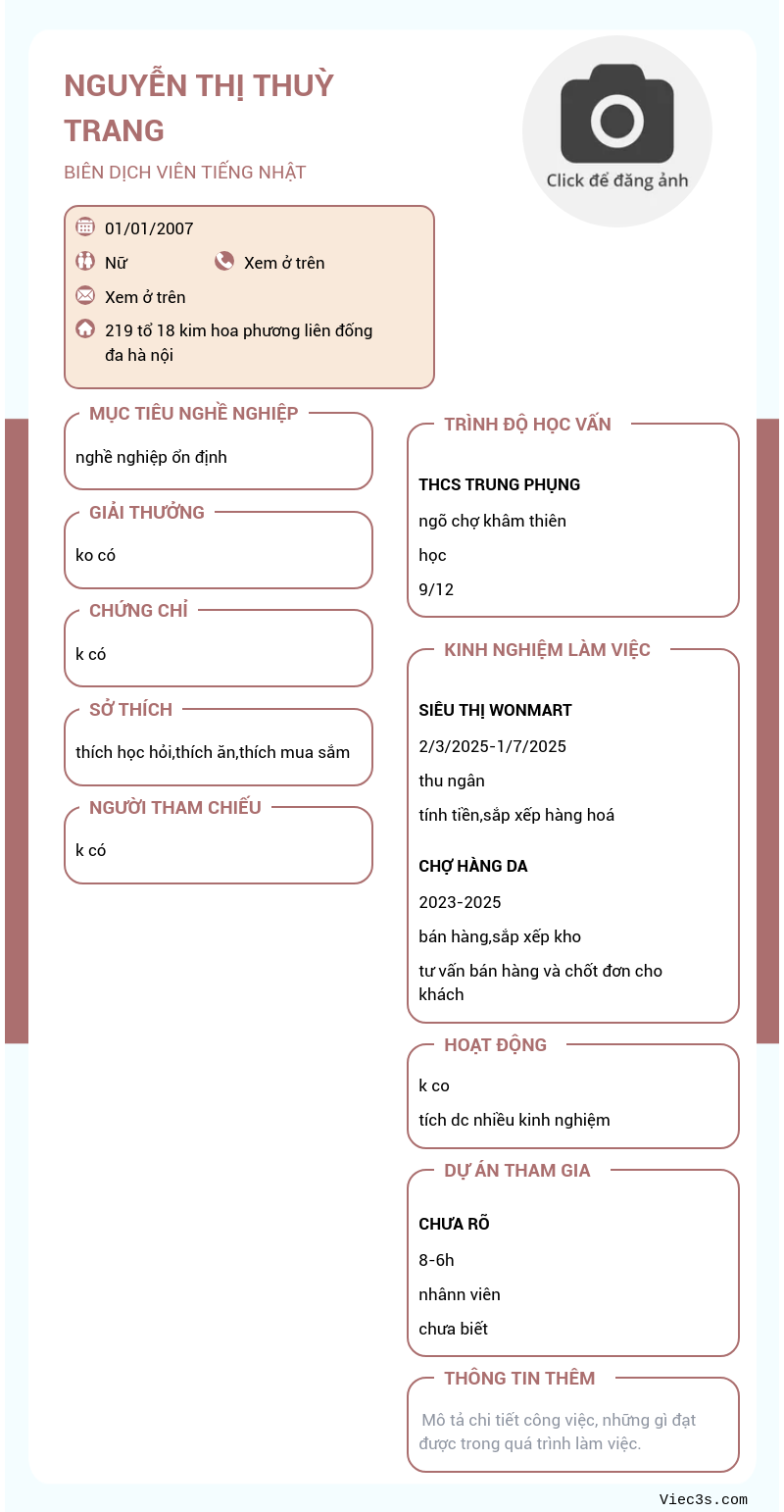 CV ứng viên