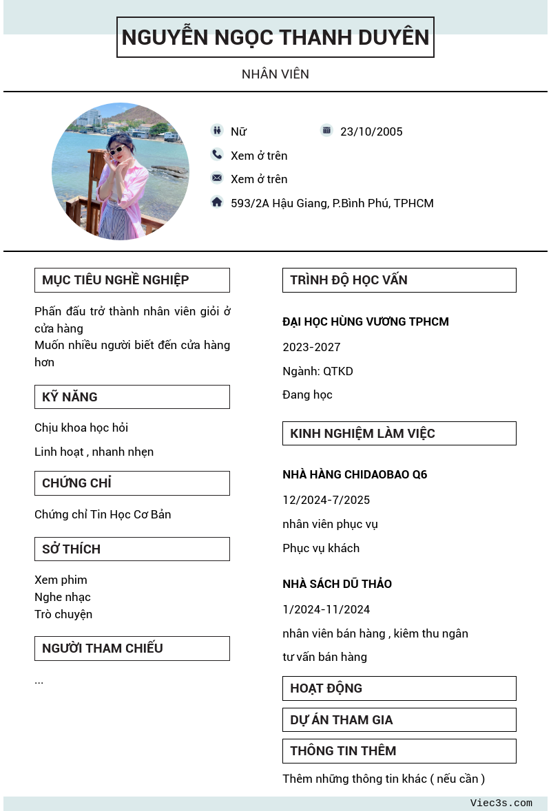 CV ứng viên