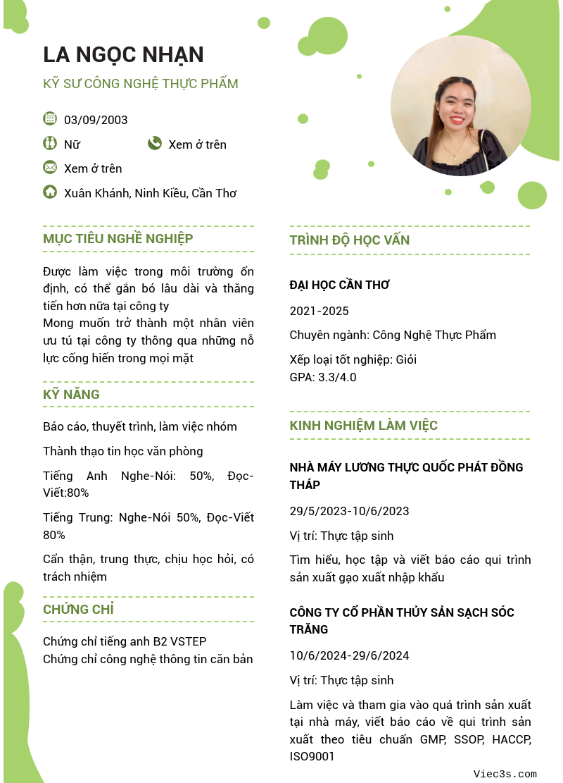 CV ứng viên