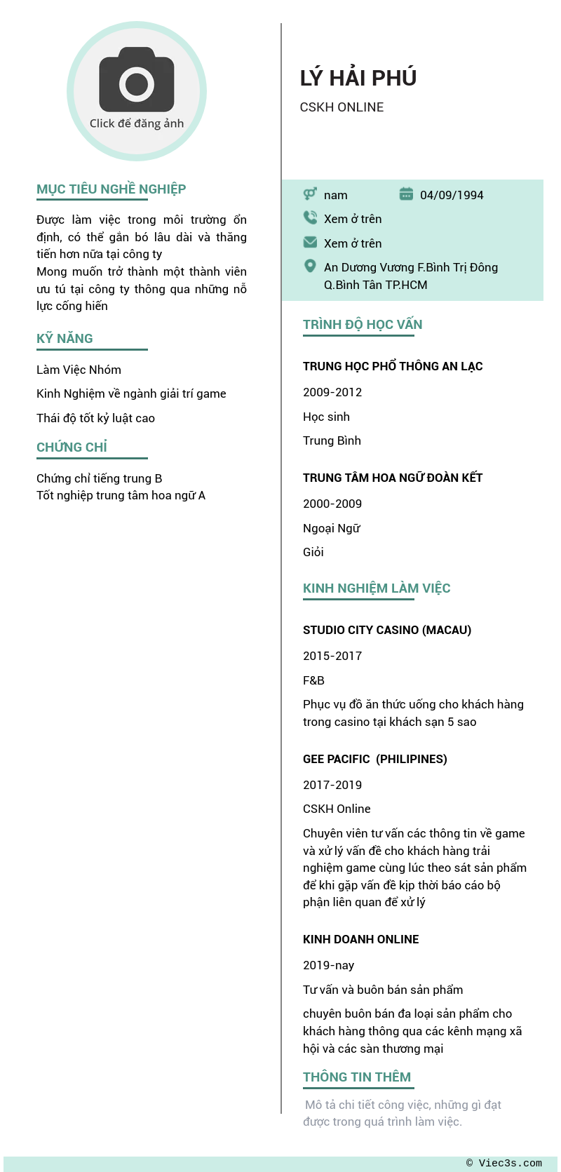 CV ứng viên