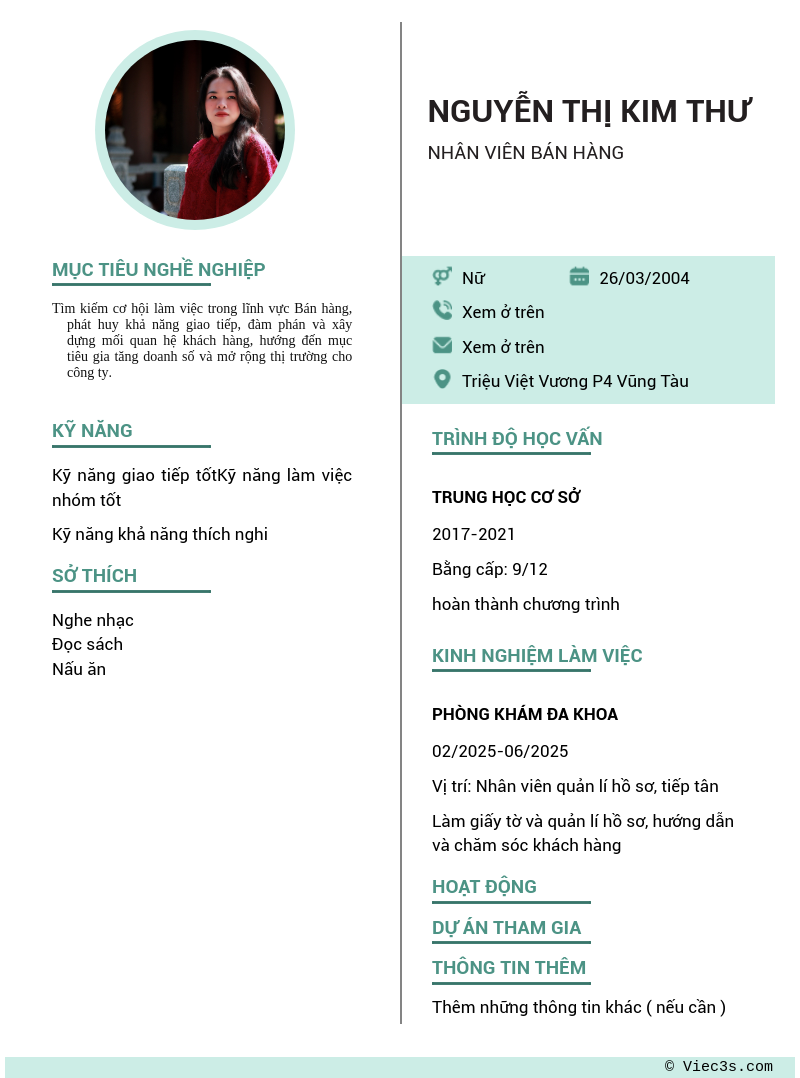 CV ứng viên