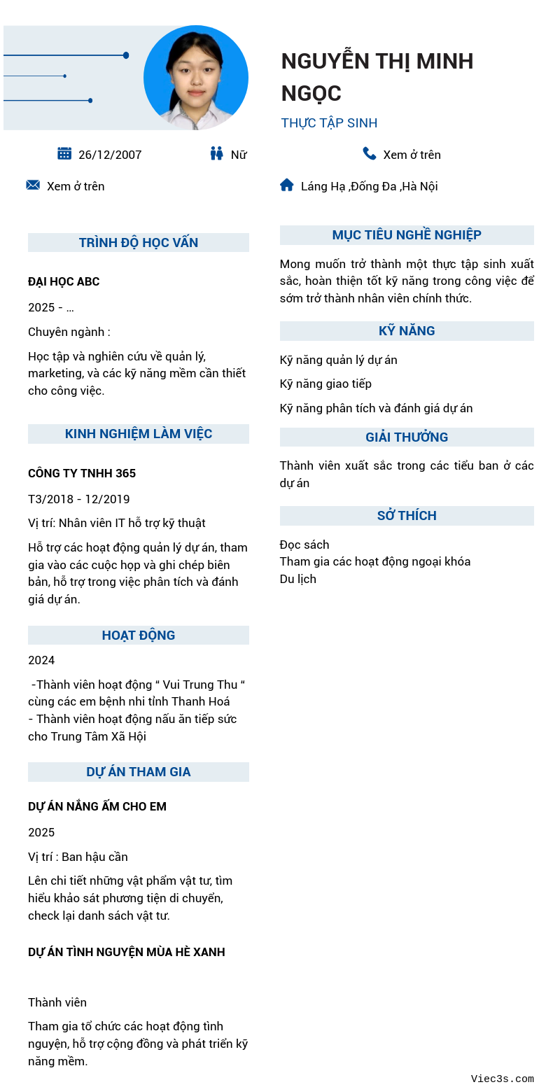 CV ứng viên