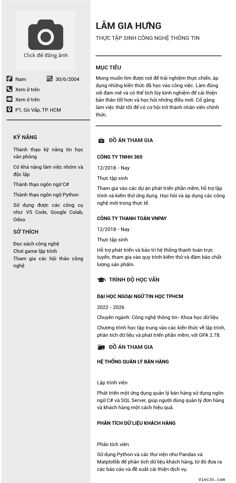 CV ứng viên