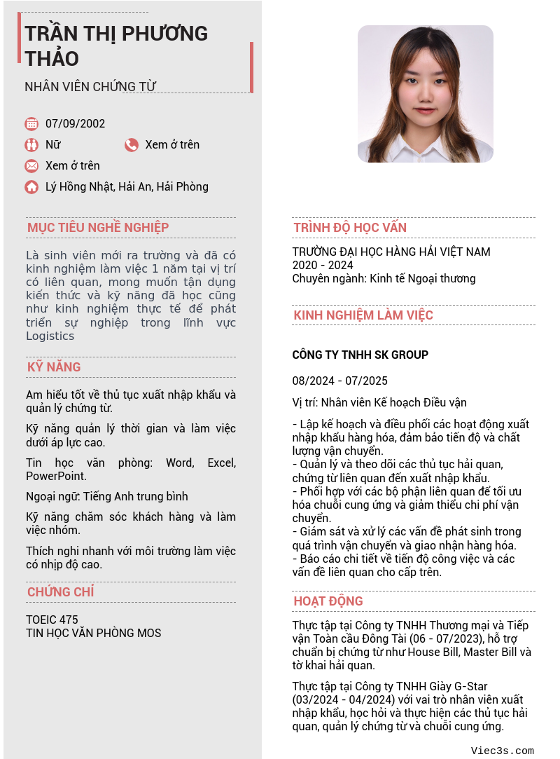 CV ứng viên