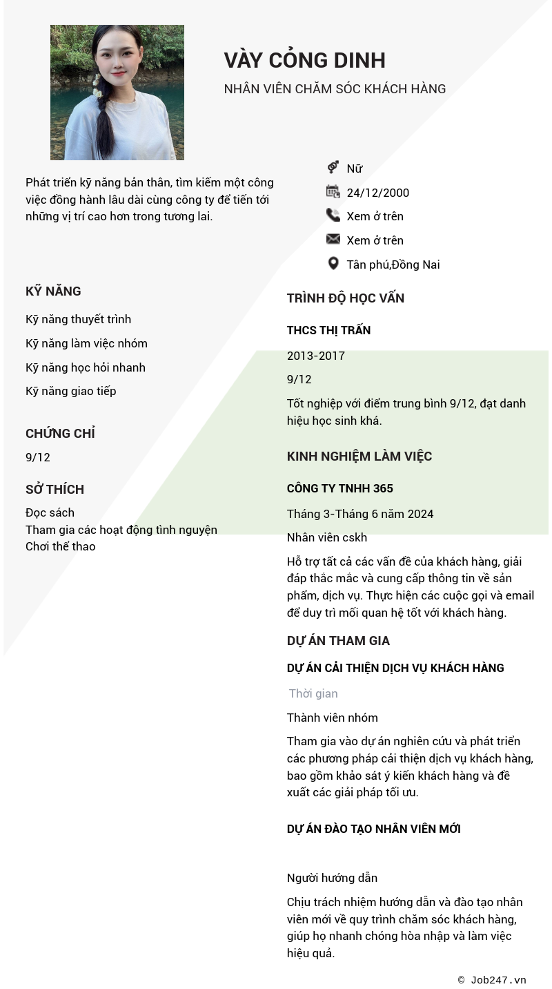 CV ứng viên