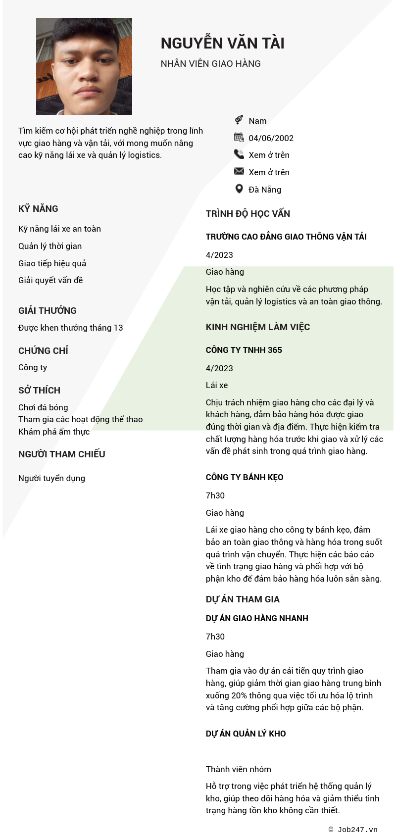 CV ứng viên
