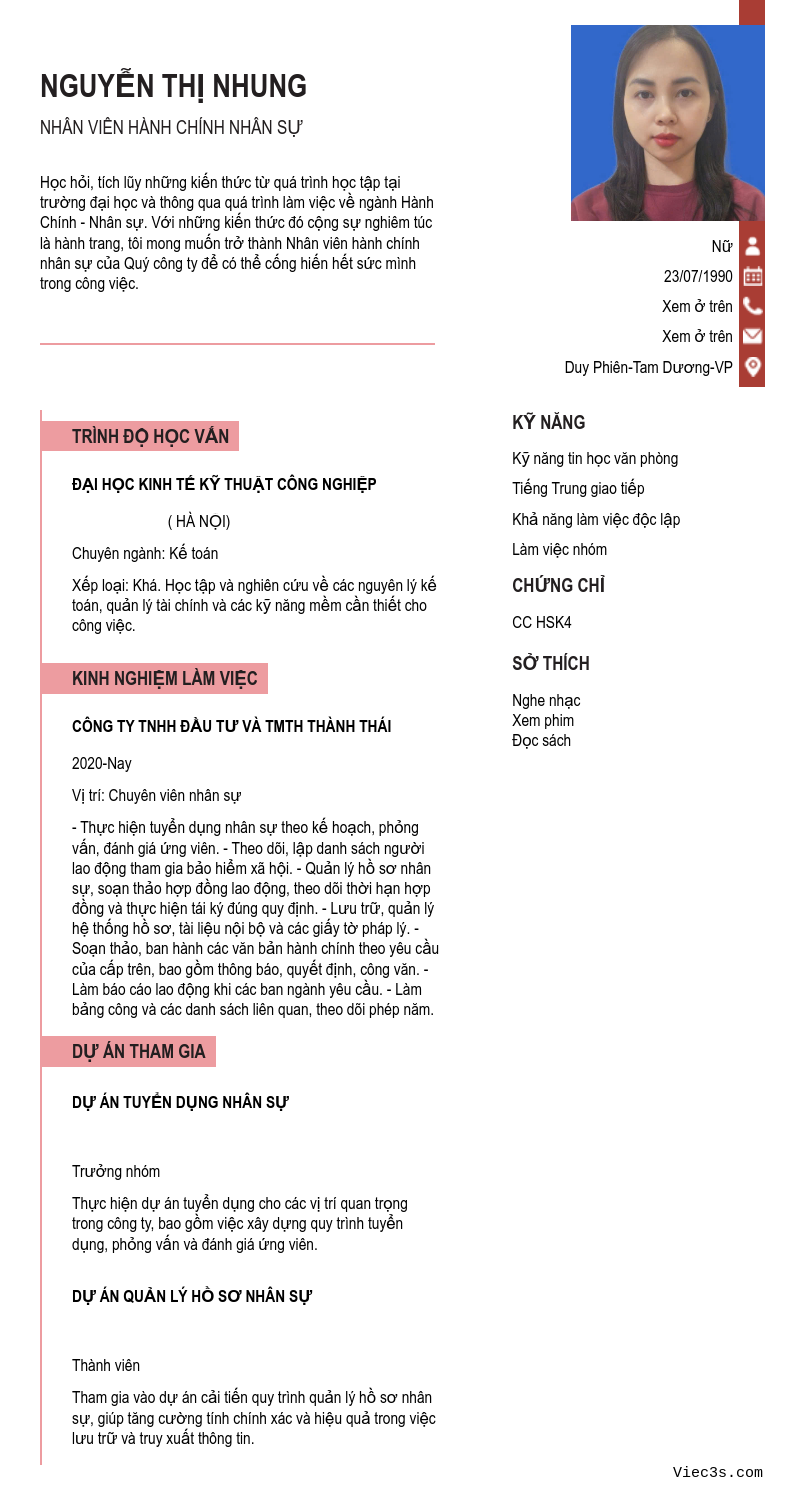 CV ứng viên