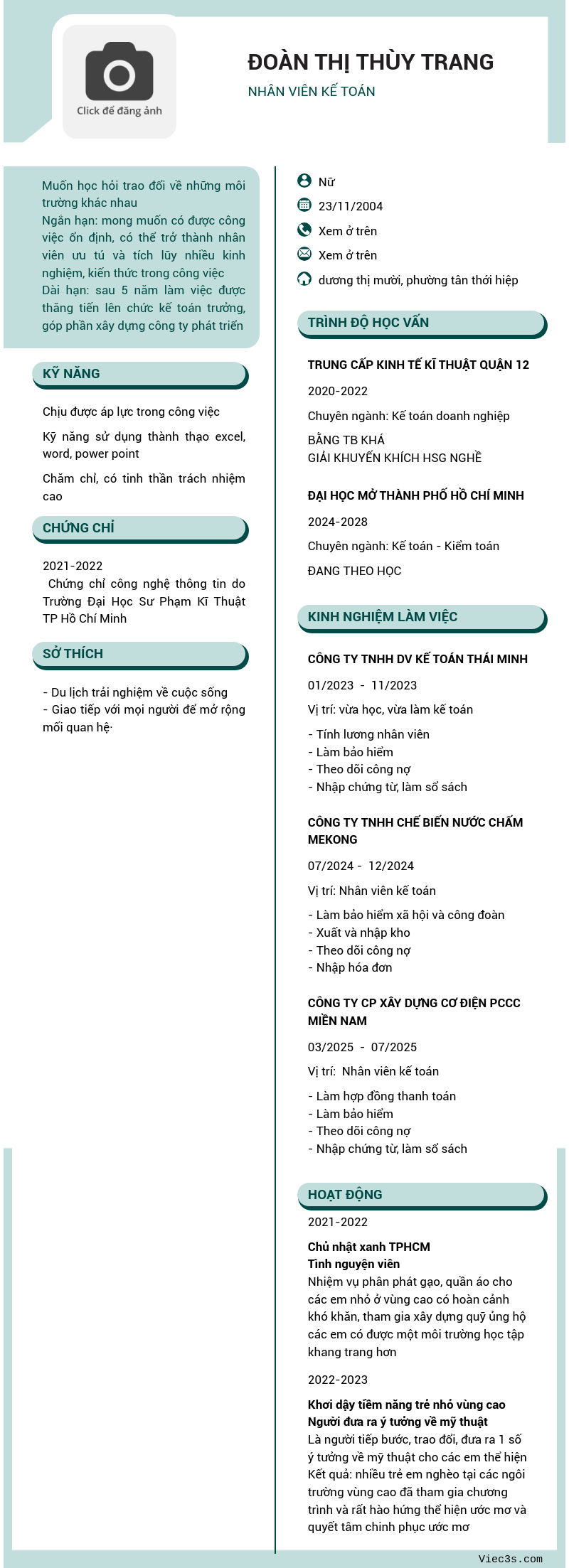 CV ứng viên