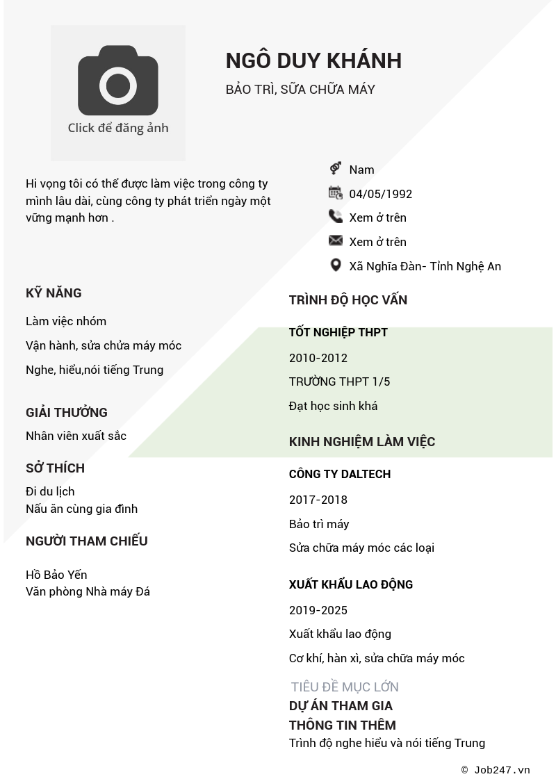 CV ứng viên