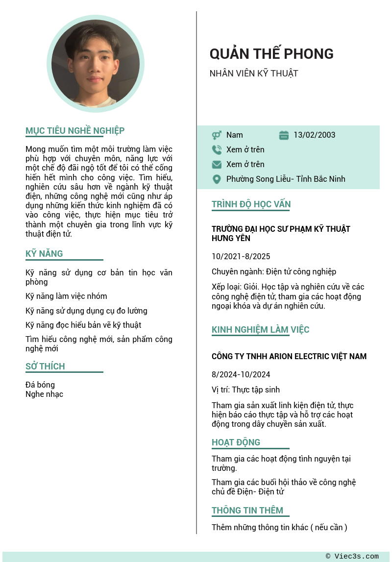 CV ứng viên