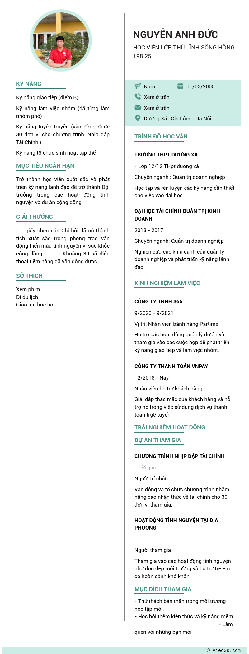 CV ứng viên