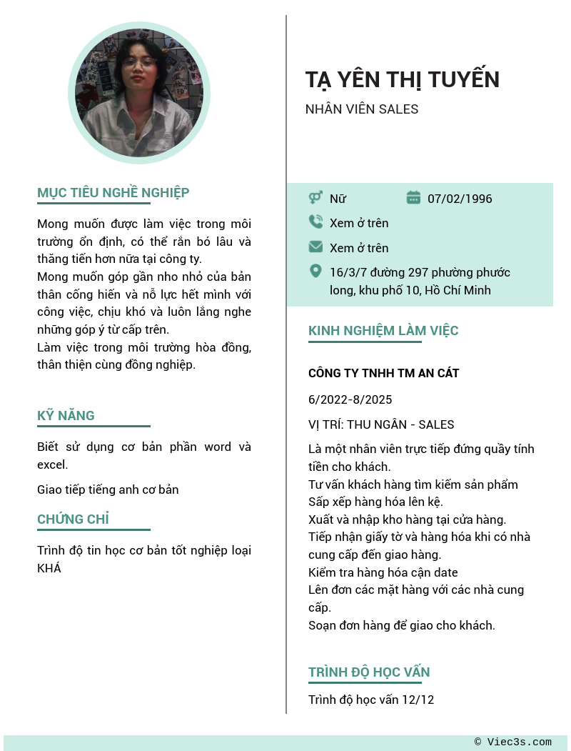 CV ứng viên